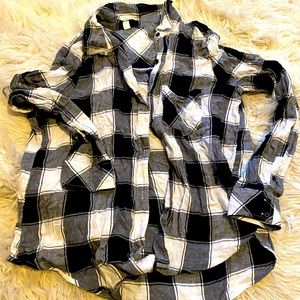 BP black and white plaid shirt